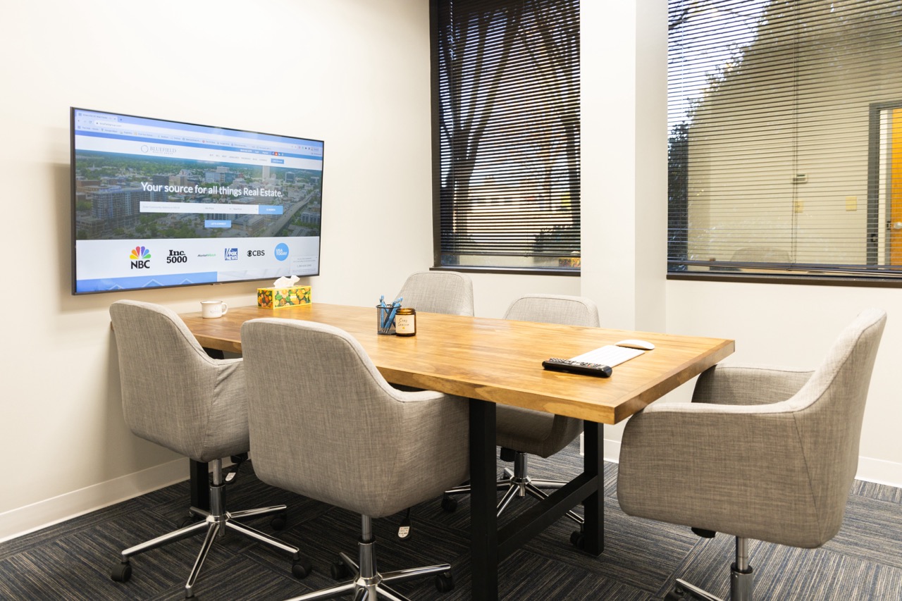 A conference room at Bluefield's Spartanburg, SC office